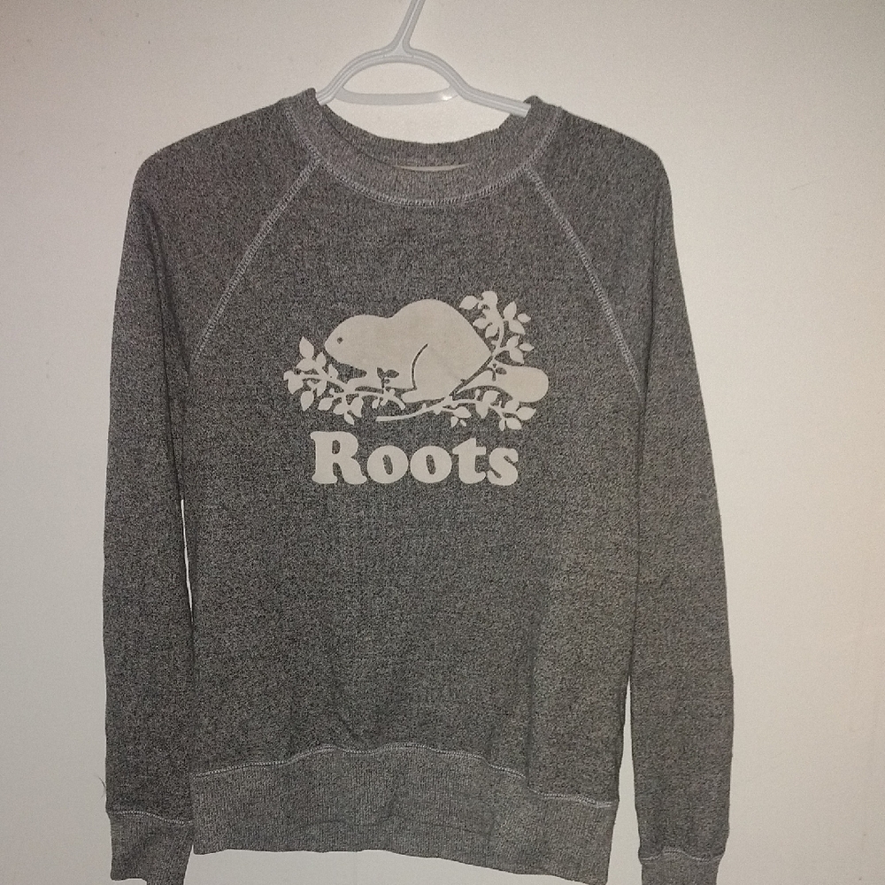 Roots Gray Crewneck Sweater with White Logo